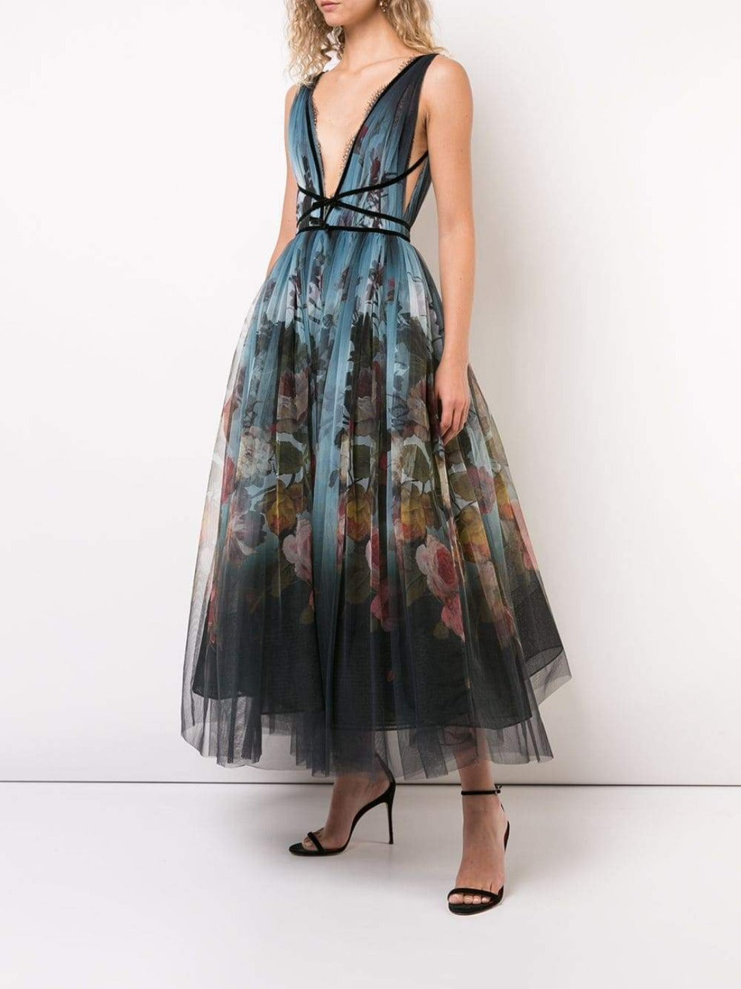 Floral Tea-Length Dress – Marchesa